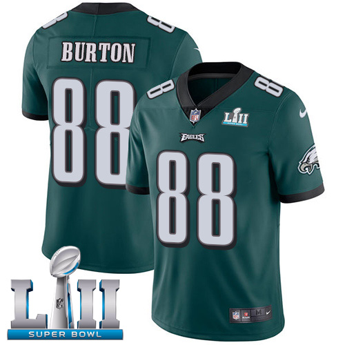 Nike Eagles #88 Trey Burton Midnight Green Team Color Super Bowl LII Men's Stitched NFL Vapor Untouchable Limited Jersey - Click Image to Close
